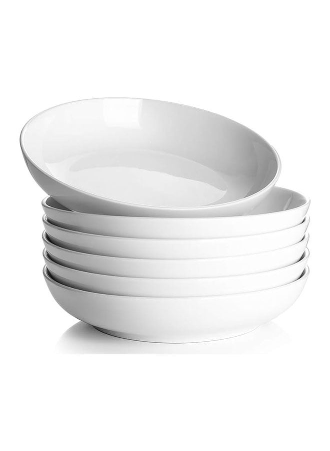 6Piece Pasta Bowls 30oz, Large Salad Serving Bowls, White Soup Bowls, Porcelain Pasta Bowls Microwave Dishwasher Safe