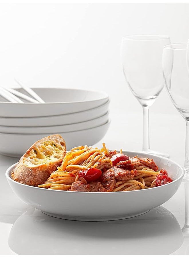 6Piece Pasta Bowls 30oz, Large Salad Serving Bowls, White Soup Bowls, Porcelain Pasta Bowls Microwave Dishwasher Safe