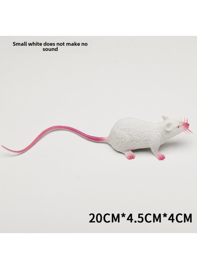 Realistic Mouse Model Plastic White Grey Black Mouse Props Teaching Tools Prank April Fool's Day Street Stall Toys-Color:PVC Small Size White Mouse  - Image 1