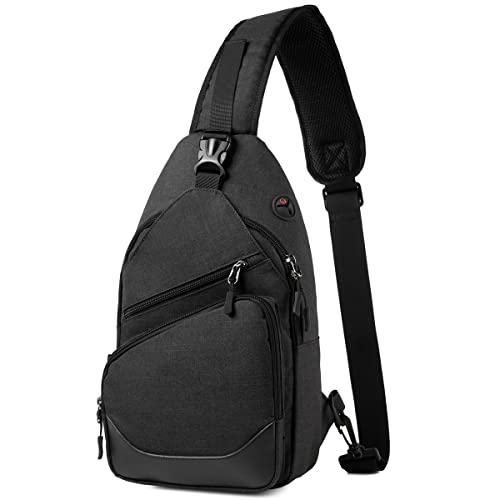 VASCHY Sling Bag for Men Women, Water Resistant One Strap Anti-theft Shoulder Bag Crossbody Chest Bag for Motorcycle/Hiking/Travel Black - Image 1