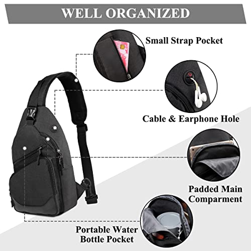 VASCHY Sling Bag for Men Women, Water Resistant One Strap Anti-theft Shoulder Bag Crossbody Chest Bag for Motorcycle/Hiking/Travel Black - Image 3