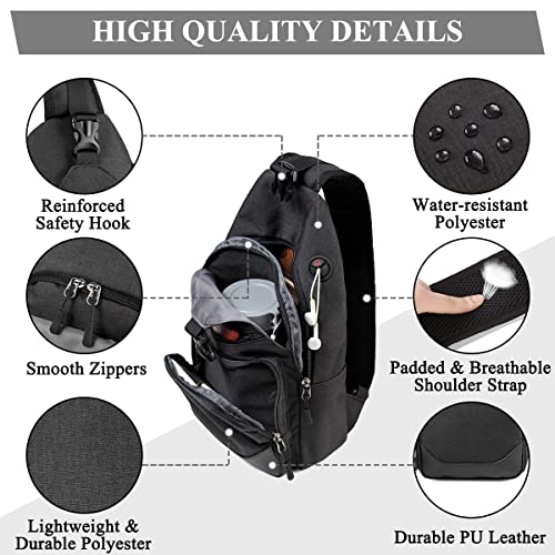 VASCHY Sling Bag for Men Women, Water Resistant One Strap Anti-theft Shoulder Bag Crossbody Chest Bag for Motorcycle/Hiking/Travel Black - Image 4