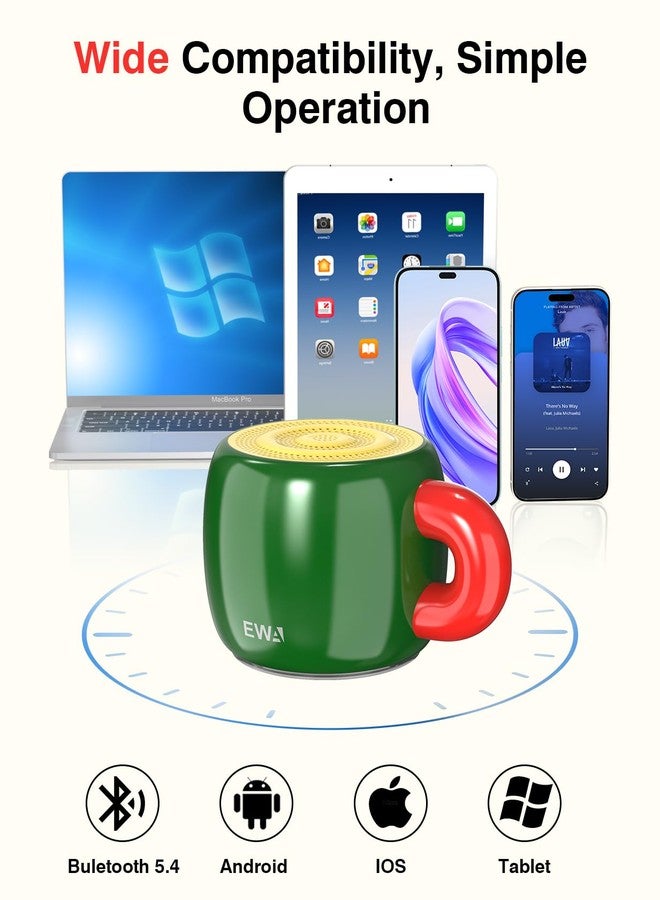 إيوا مكبر صوت بلوتوث مبتكر على شكل كوب من EWA A163، مقاوم للماء بمعيار IP67، مكبر صوت لاسلكي صغير محمول بصوت عالٍ وواضح، هدية مثالية للمكتب والسفر والعطلات - (أخضر) - Image 5