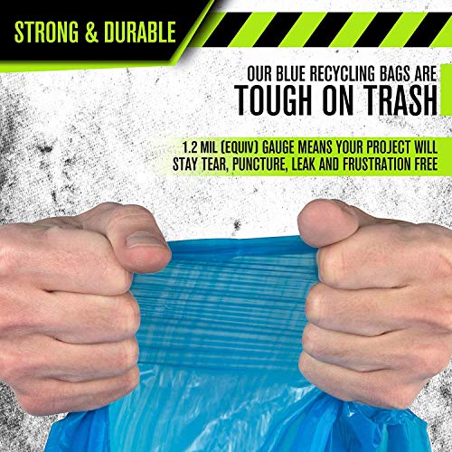 Aluf Plastics H-RBL39 33 Gallon Blue Trash Bags - (Pack of 100) - 1.2 MIL - Garbage or Recycling Bags 33" x 39" - Large Plastic Can Liners - for Industrial, Home, Contractor, Recycling - Image 2