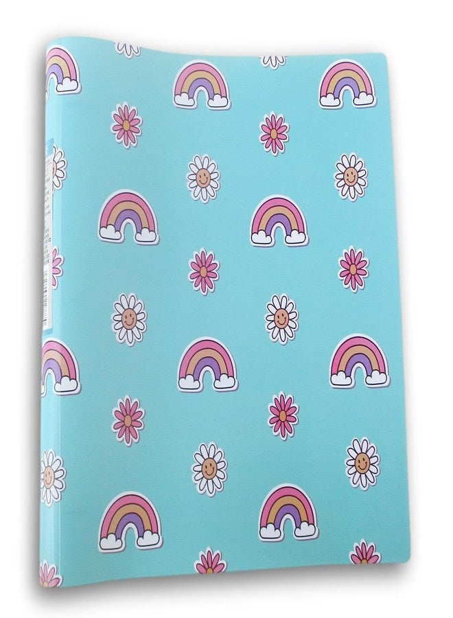 JOT Kids' Colorful Patterned Flexible Poly 3 Ring Binder (Daisies and Rainbows on Blue) - Image 1