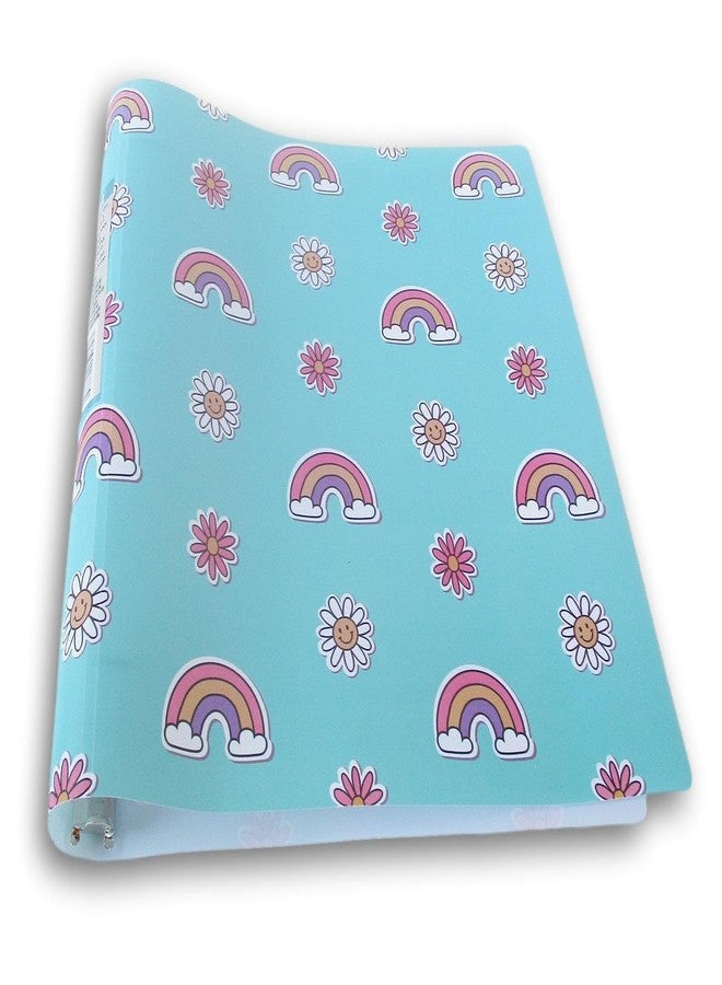 JOT Kids' Colorful Patterned Flexible Poly 3 Ring Binder (Daisies and Rainbows on Blue) - Image 2