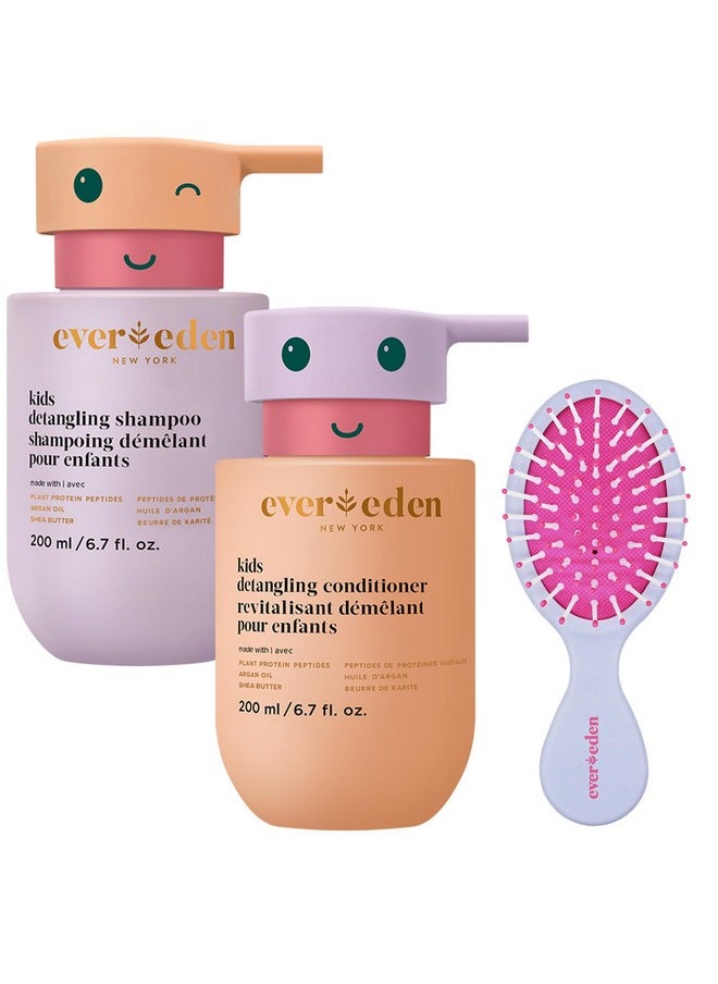 إيفردين مجموعة Happy Hair Duo للأطفال: مجموعة شامبو وبلسم نباتية مع فرشاة فك التشابك - تقوي وتنعم جميع أنواع الشعر  - Image 1