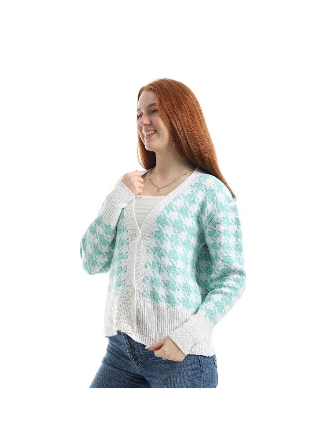 سيزار كارديجان حريمي صوف قصير بتصميم نجوم وزرارير من الأمام - Image 2