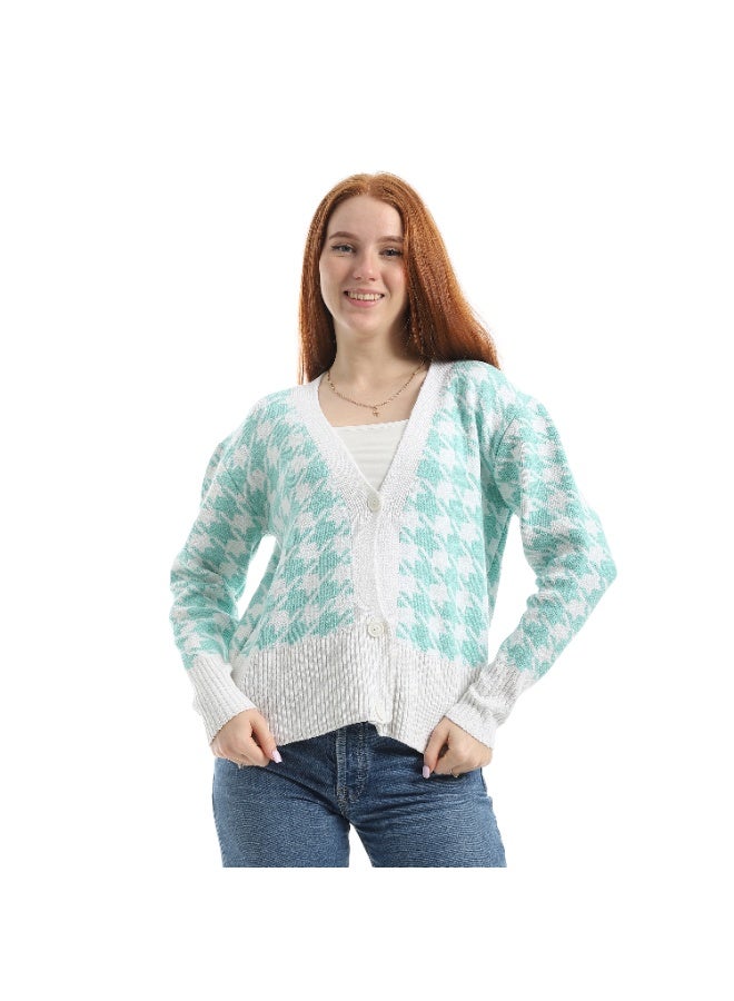 سيزار كارديجان حريمي صوف قصير بتصميم نجوم وزرارير من الأمام - Image 1