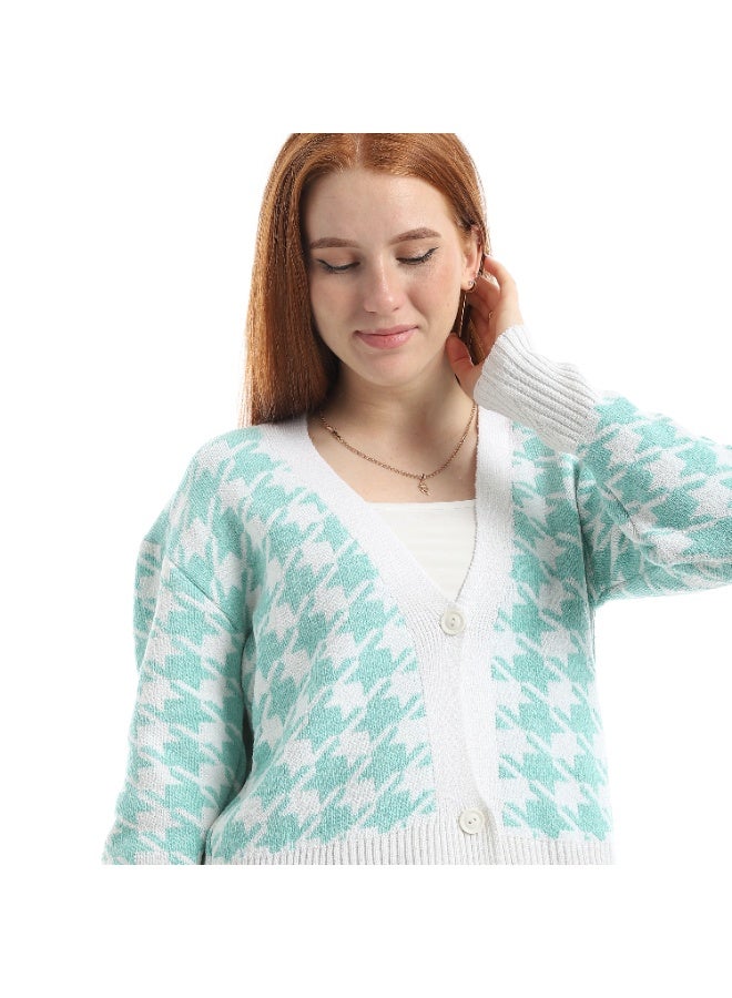 سيزار كارديجان حريمي صوف قصير بتصميم نجوم وزرارير من الأمام - Image 5