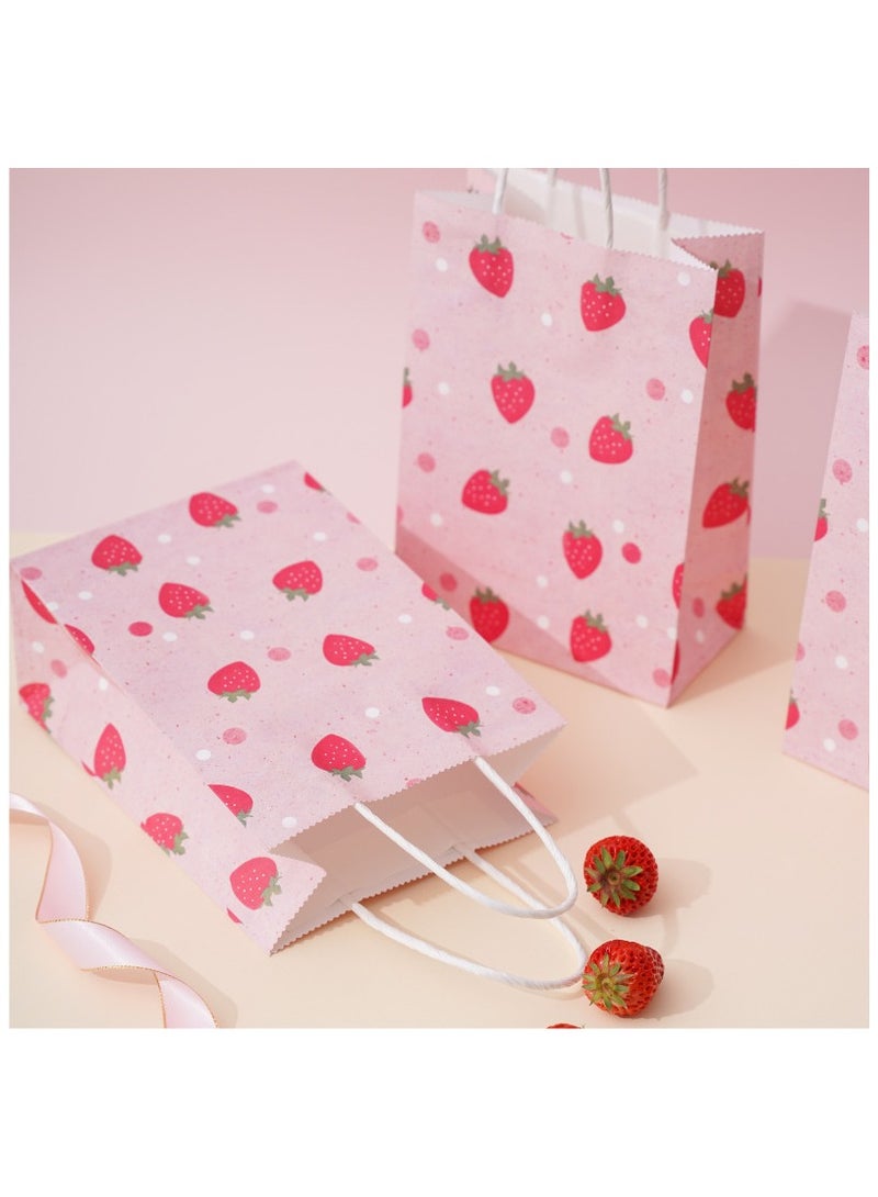 10 Pack  Gift Bags with Strawberry, 15x8x21 cm, Ideal for Mother's Day, Birthday, Weddings, Baby Shower, Themed Party Favors - Image 1