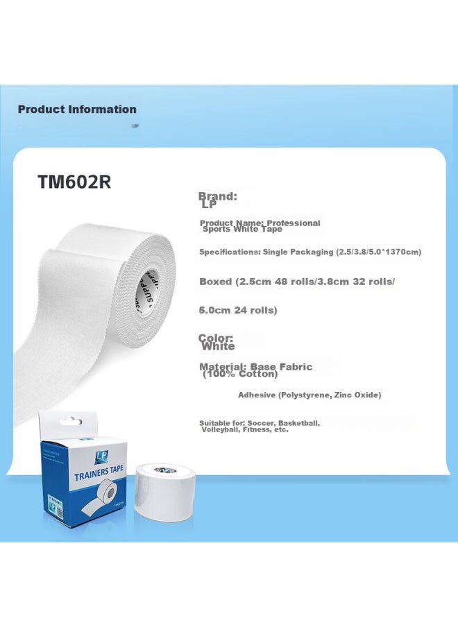 LP Lp White Adhesive Tape, Sports Kinesiology Tape, Serrated, Easy To Tear, Self-adhesive, For Joints, Muscles, Ankles, Calf, Arms, 38mm*13.7m  - Image 2