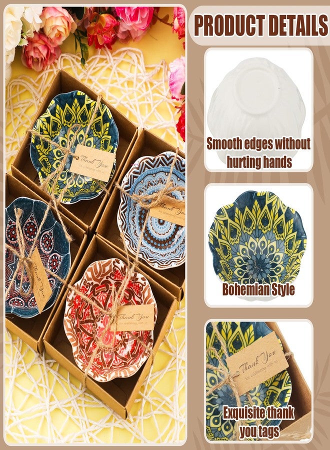 Yoande 12 Pcs Rustic Wedding Favor Small Ceramic Bowl Bohemia Style Bowl for Dipping Mexican Pottery Dishes Wedding Souvenirs Decoration for Bridal Shower Guest Gifts Wedding Party Favors, 3.3 Inches - Image 3