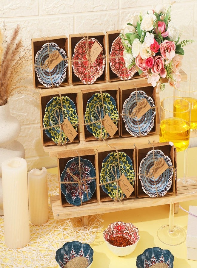 Yoande 12 Pcs Rustic Wedding Favor Small Ceramic Bowl Bohemia Style Bowl for Dipping Mexican Pottery Dishes Wedding Souvenirs Decoration for Bridal Shower Guest Gifts Wedding Party Favors, 3.3 Inches - Image 4