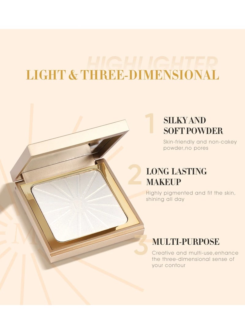 إيماجيك لوحة أحمر الخدود والهايلايتر اللامعة من IMAGIC | تضفي إشراقة طبيعية على البشرة | توهج قابل للبناء والدمج لجميع ألوان البشرة (H01 CARATS) - Image 3