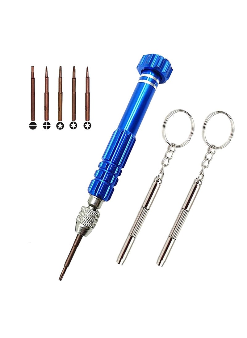 Excefore - Precision Screwdriver Set, 5-in-1 Multifunctional Micro Screw Driver(torxT5/T6,+1.5,-2.0,star0.8) & 3-in-1 Mini Keychain for Watch,Phone, Eyeglasses, Electronics Repair - Image 1