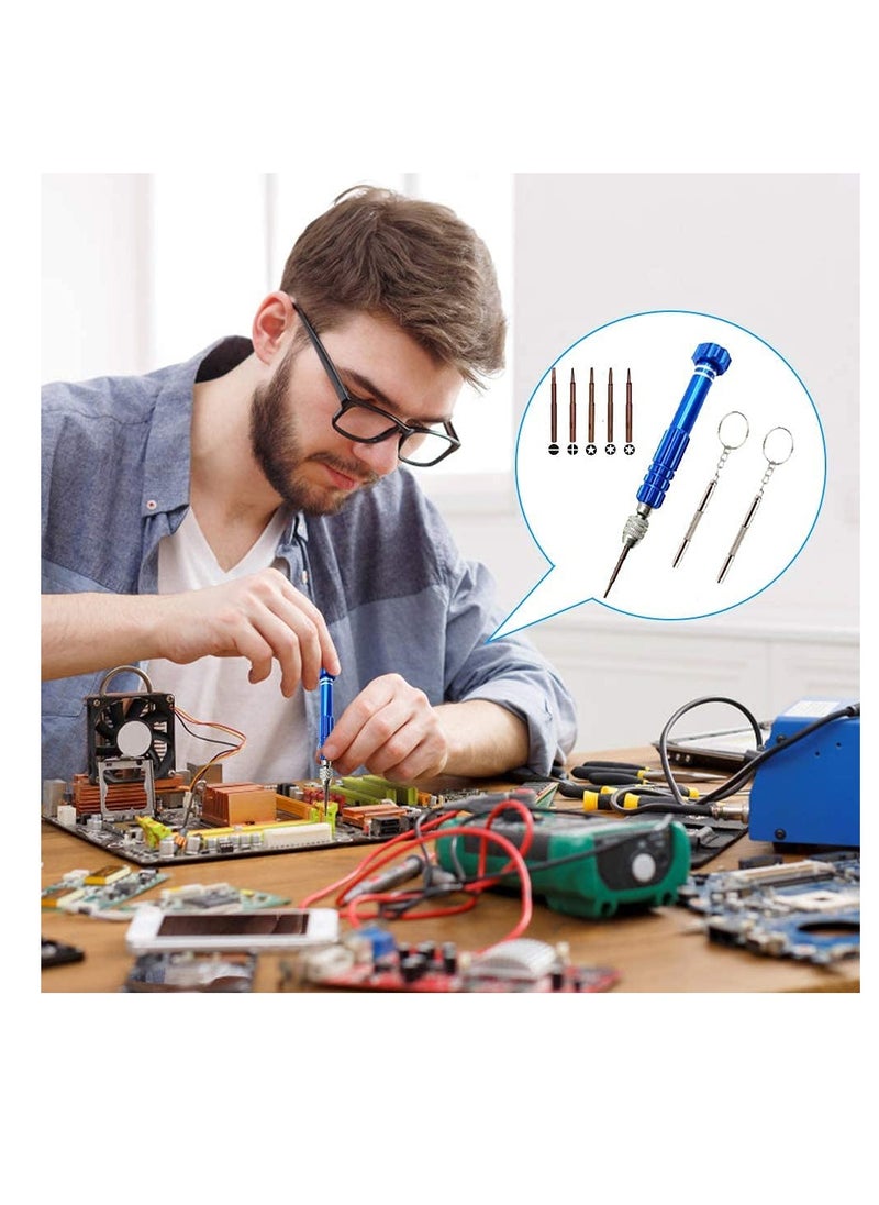 Excefore - Precision Screwdriver Set, 5-in-1 Multifunctional Micro Screw Driver(torxT5/T6,+1.5,-2.0,star0.8) & 3-in-1 Mini Keychain for Watch,Phone, Eyeglasses, Electronics Repair - Image 1