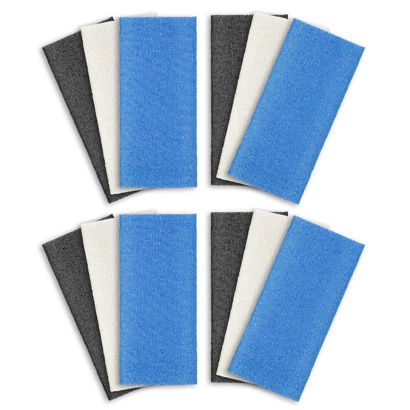 ARCH&M Exfoliating Washcloth 12 Pack Back Scrubber for Shower Towel Body Scrubber Microabrasion Sponge Japanese Bath Wash Korean Beauty Wash Cloth Loofah Scrubber Black Off-White Navy-Blue - Image 1