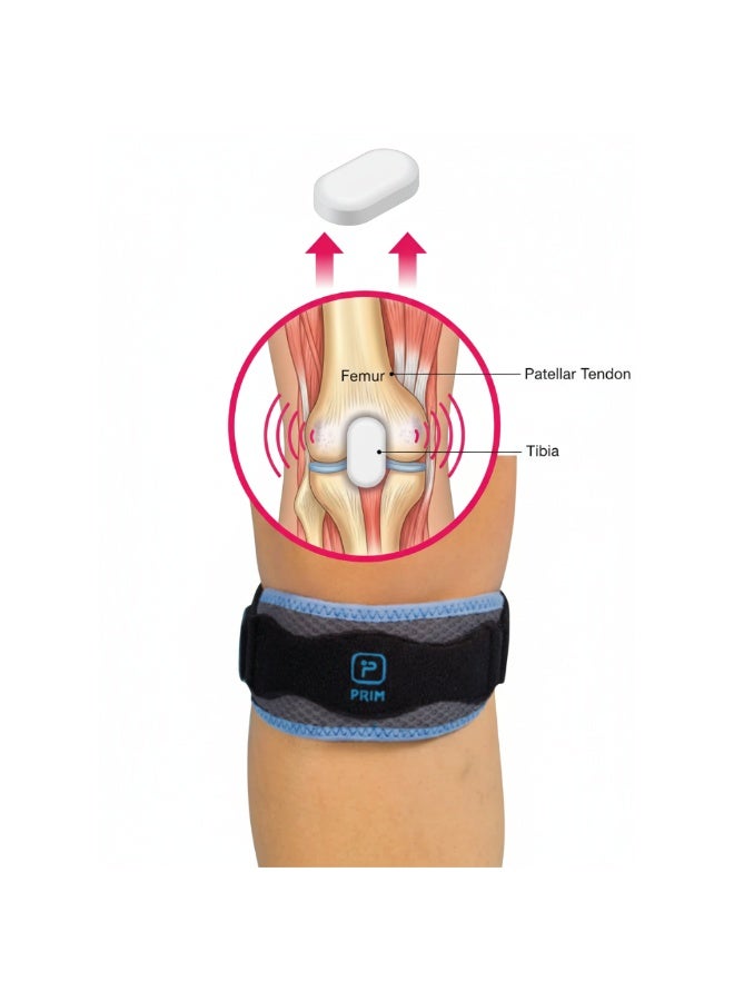 PRIM Airtex Universal Patellar Tendon Support Strap for Knee Pain Relief – Adjustable One Size Fits All Knee Brace for Osgood-Schlatter, Jumper's Knee, and Sports – Fits Left or Right Leg - Image 5