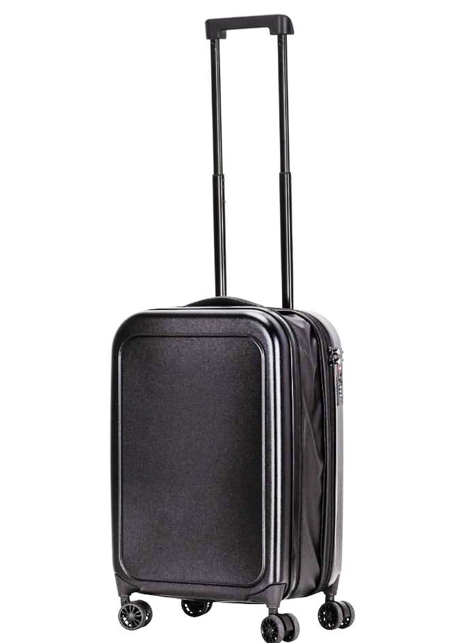 SANTHOME Foldable Cabin Trolley Bag by Santhome Hard case cabin bags for air travel Waterproof cabin luggage trolley bag small with TSA lock and spin wheels Matt Black - Image 1