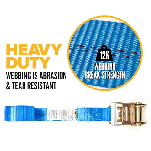 US Cargo Control Endless Ratchet Straps (2-Pack), 2 Inch Wide x 20 Foot Long, Blue, 3,333 lbs Working Load Limit, Hookless Ratchet Straps - Image 3