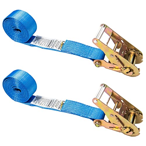 US Cargo Control Endless Ratchet Straps (2-Pack), 2 Inch Wide x 20 Foot Long, Blue, 3,333 lbs Working Load Limit, Hookless Ratchet Straps - Image 1