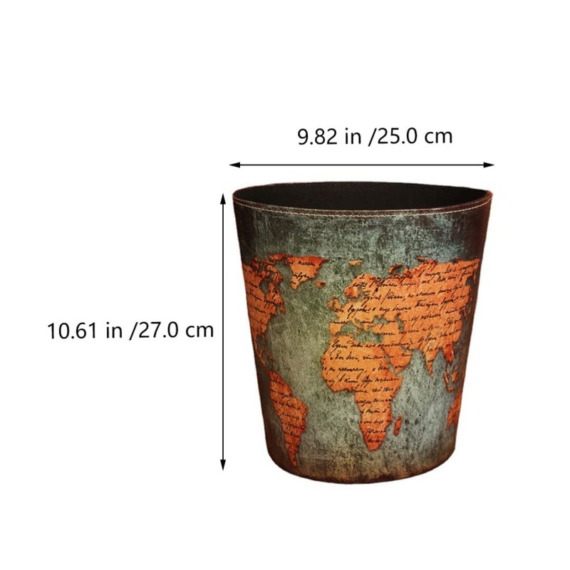 woobles Garbage Recycling Container Waste Basket Leather Trash Can England Style Office Garbage Container Bin Bedroom Paper Basket Recycling Buckets Can Household Furnishing Livingroom Trash - Image 3