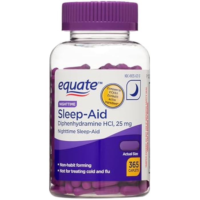 Diphenhydramine Hydrochloride 25mg Caplets for Nighttime Sleep Support - 365 Count - Image 1