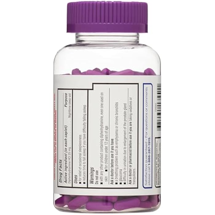 Diphenhydramine Hydrochloride 25mg Caplets for Nighttime Sleep Support - 365 Count - Image 5