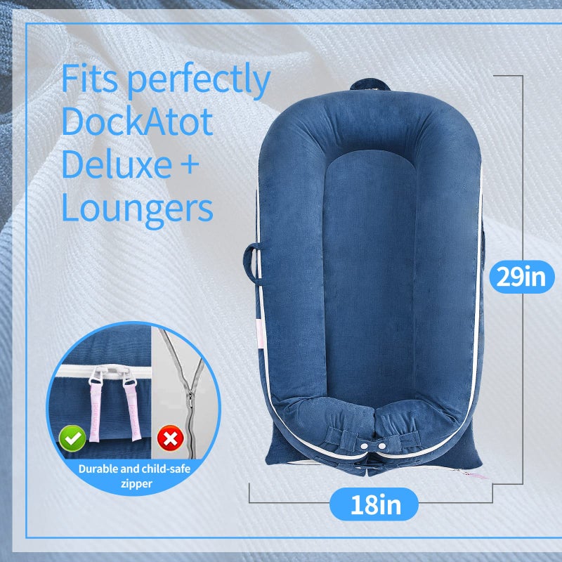 Pucmaoci Corduroy Baby Lounger Cover for Dockatot Deluxe + | 100% Cotton Hypoallergenic Newborn Premium Quality Spare Cover(Cover Only) (Blue) - Image 5