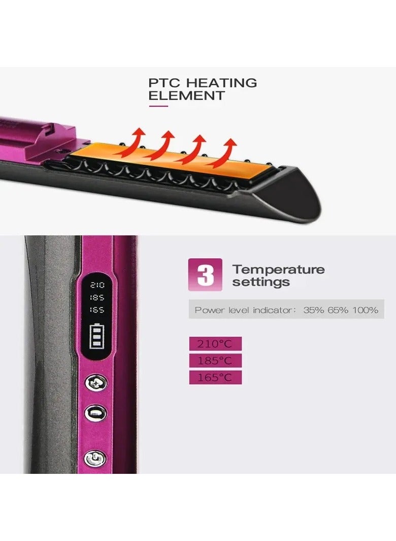 ارواق جهاز فرد الشعر اللاسلكي بشحن USB مستقيم ومجعد ثنائي الغرض، جهاز تجعيد الشعر المحمول ذو اللوحة المستقيمة - Image 4