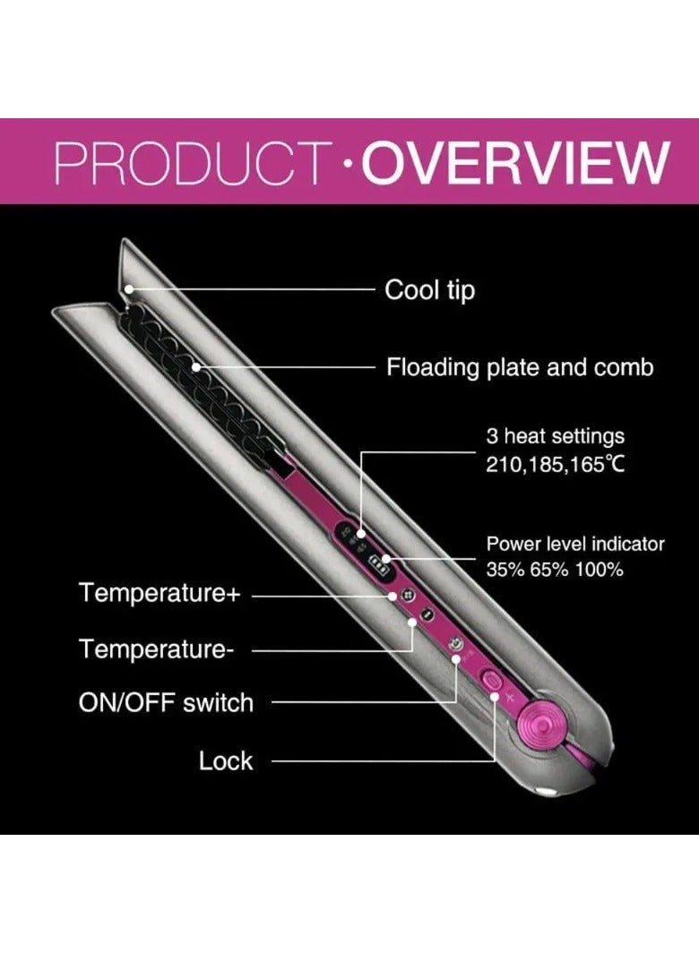 ارواق جهاز فرد الشعر اللاسلكي بشحن USB مستقيم ومجعد ثنائي الغرض، جهاز تجعيد الشعر المحمول ذو اللوحة المستقيمة - Image 3