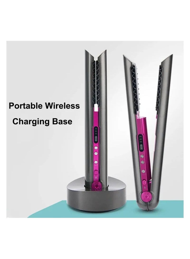 ارواق جهاز فرد الشعر اللاسلكي بشحن USB مستقيم ومجعد ثنائي الغرض، جهاز تجعيد الشعر المحمول ذو اللوحة المستقيمة - Image 2