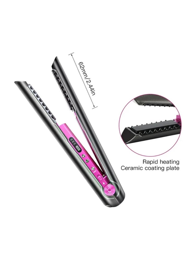 ارواق جهاز فرد الشعر اللاسلكي بشحن USB مستقيم ومجعد ثنائي الغرض، جهاز تجعيد الشعر المحمول ذو اللوحة المستقيمة - Image 5