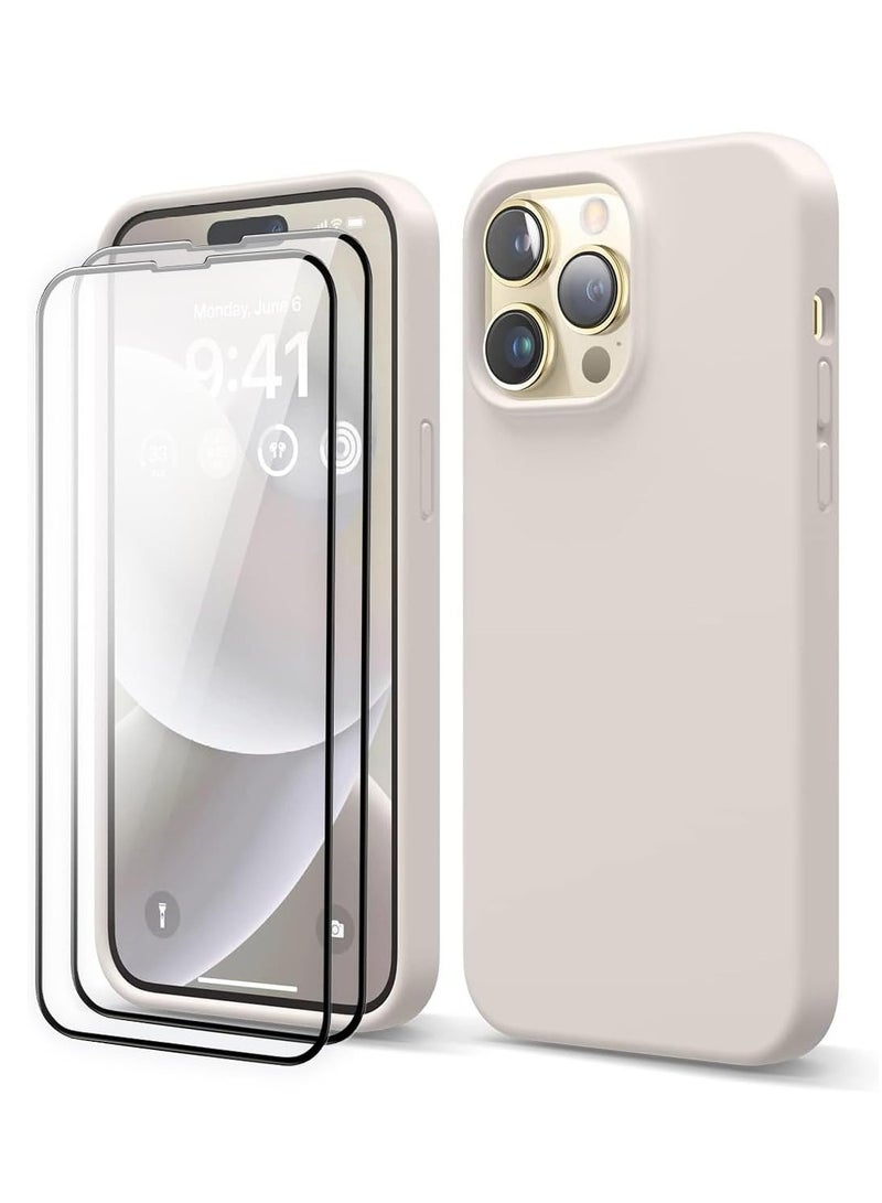 ELTRAZONE [3 in 1] for iPhone 15 Pro Max Case with 9H Tempered Glass Screen Protector, Liquid Silicone Shockproof Protective Case,Slim Phone Cover for iPhone 15 Pro Max (iphone 15 Pro Max, White) - Image 1