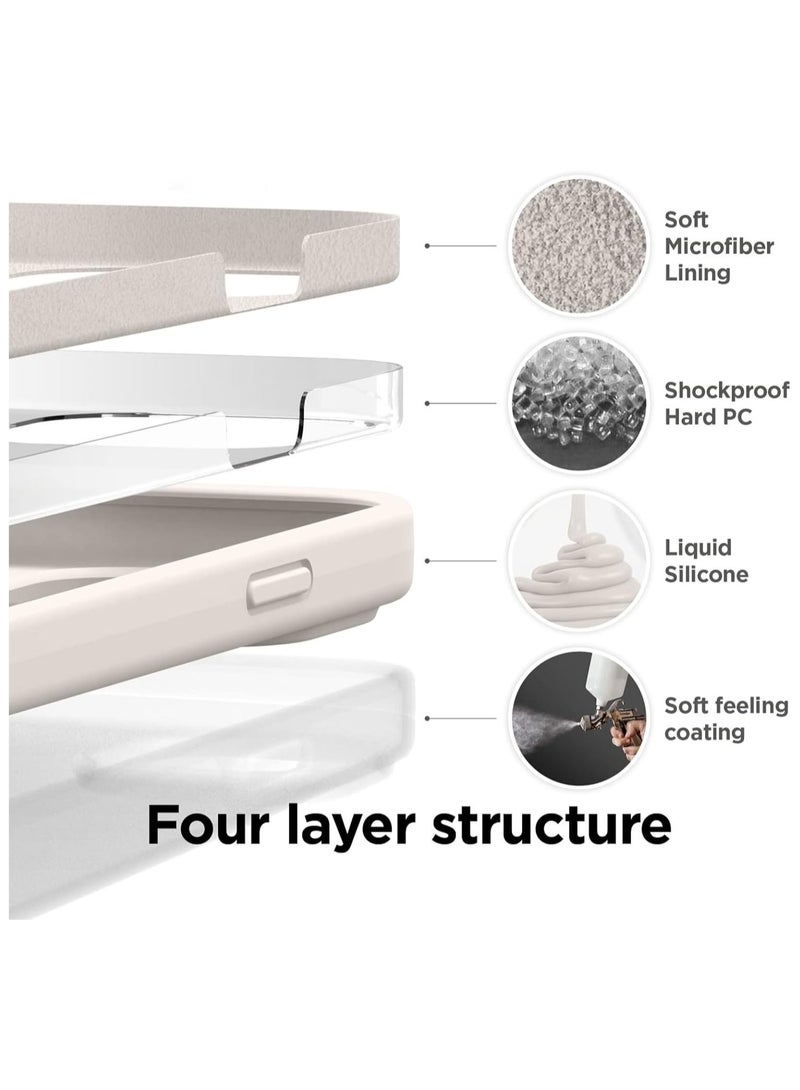 ELTRAZONE [3 in 1] for iPhone 15 Pro Max Case with 9H Tempered Glass Screen Protector, Liquid Silicone Shockproof Protective Case,Slim Phone Cover for iPhone 15 Pro Max (iphone 15 Pro Max, White) - Image 4