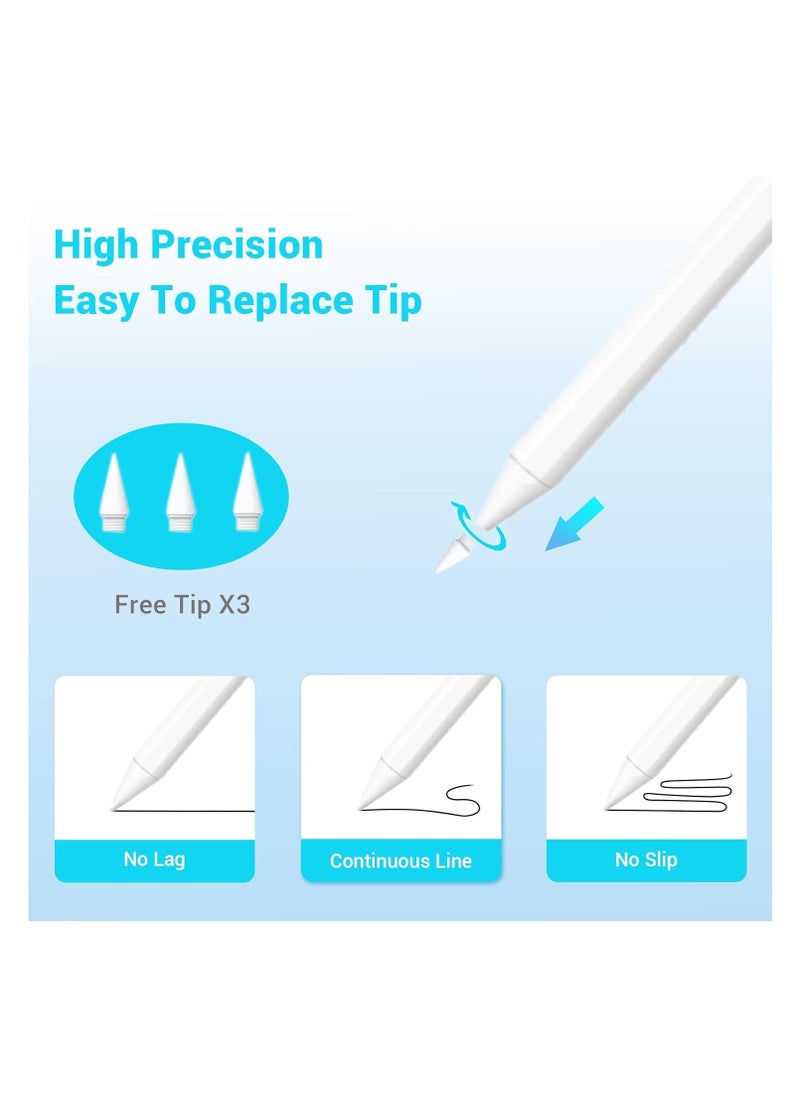 FARROBIZZ Stylus Pen for Apple Ipad Pencil - Ipad Pen for iPad 10th 9th Generation Palm Rejection with Apple Pen 2018-2024 Ipad 9th 8th 6th 7th Gen Mini 6th 5th Ipad Air 3/4/5 Gen iPad Pro 11-12.9 inch White  - Image 5