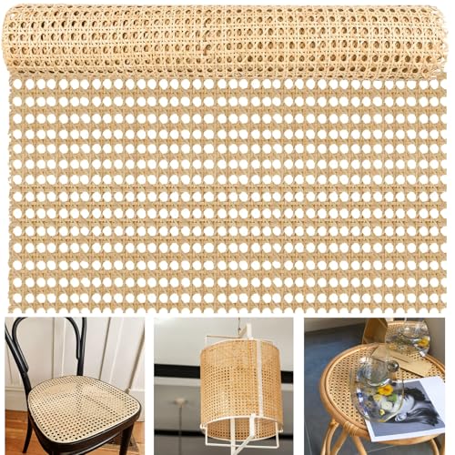 Funvalley Surperfect 14 Width x 33FT Rattan Natural Cane Webbing Roll for Caning ProjectsHandwoven Synthetic Poly RattanDIY Furniture ChairsCabinetCeilingBed Door - Image 1