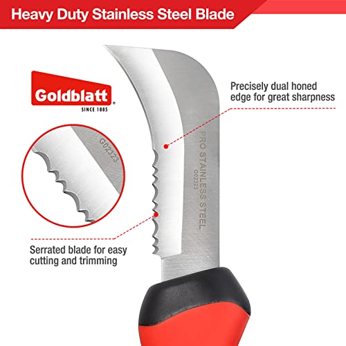 Goldblatt Stainless Steel Roofing & Flooring Knife - Linoleum Cutter with Soft-Grip Handle, Hook Knife for Cutting Carpet, Cable Skinning, Wallpaper, Turf - Image 2