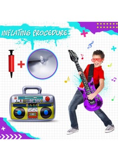 Max Fun Inflatable Rock Star Toy Set, 48Pcs Inflatable Party Props For Kids 80S 90S Party Decorations Inflatable Guitars Inflate Rock Band Assortment Party Favors (Random Color)  - Image 4