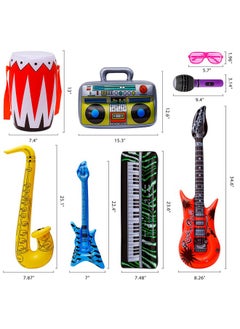 Max Fun Inflatable Rock Star Toy Set, 48Pcs Inflatable Party Props For Kids 80S 90S Party Decorations Inflatable Guitars Inflate Rock Band Assortment Party Favors (Random Color)  - Image 2