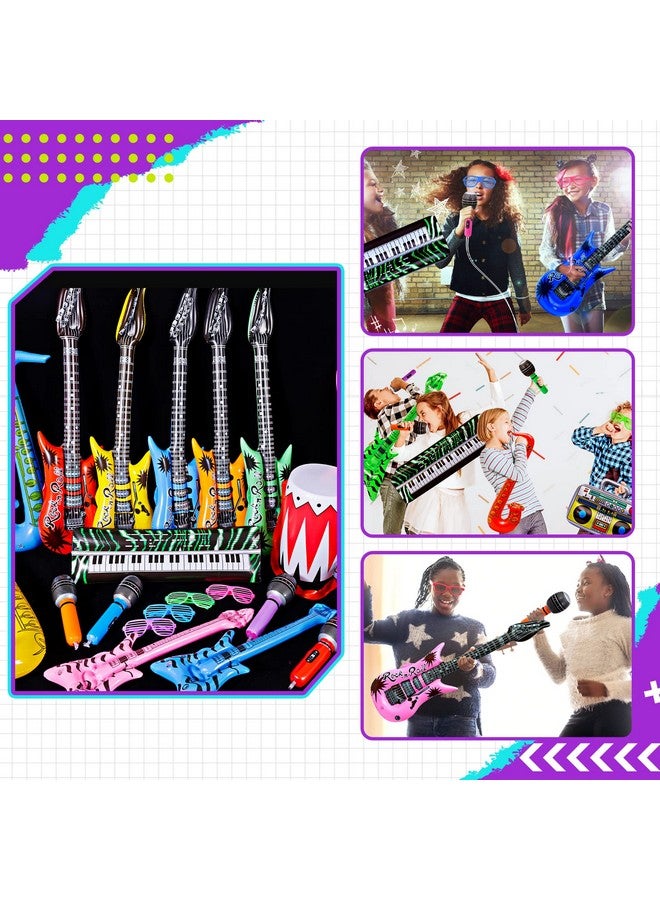 ماكس فن مجموعة ألعاب نجم الروك القابل للنفخ، 48 قطعة من أدوات الحفلات القابلة للنفخ للأطفال من الثمانينيات والتسعينيات وديكورات الحفلات القابلة للنفخ من مجموعة فرقة الروك القابلة للنفخ (ألوان عشوائية) - Image 5