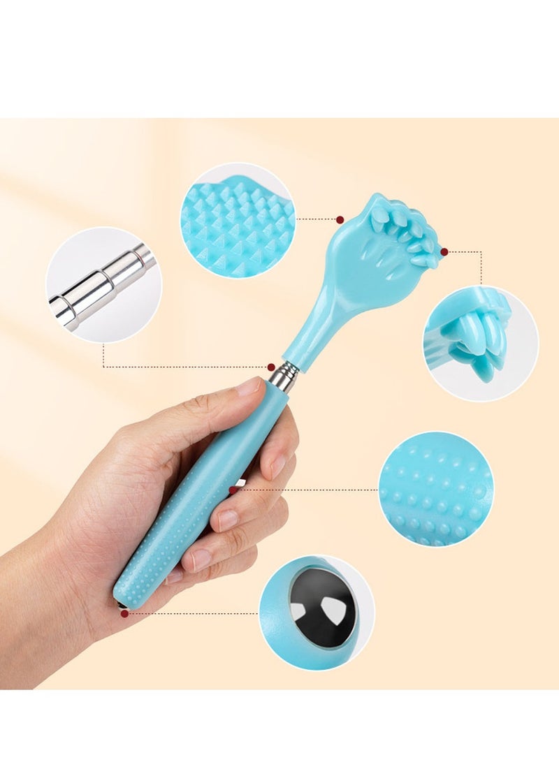 Loquat 2pcs Portable Extendable Metal Back Scratchers for Itching with Cat Claw Design in Pink and Blue Colors - Image 4