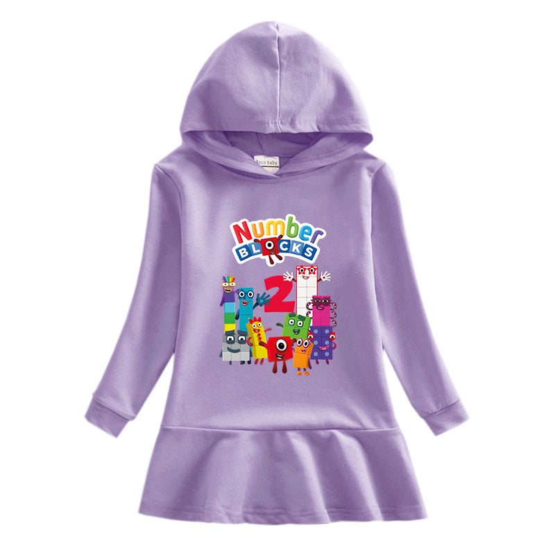 2023 New Children'S Hooded Sweater Dress Cartoon Girl Baby Casual Western Style Skirt For Women - Image 3