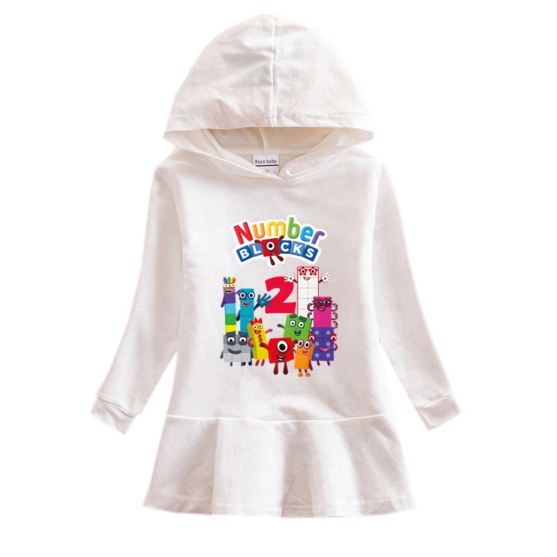 2023 New Children'S Hooded Sweater Dress Cartoon Girl Baby Casual Western Style Skirt For Women - Image 1