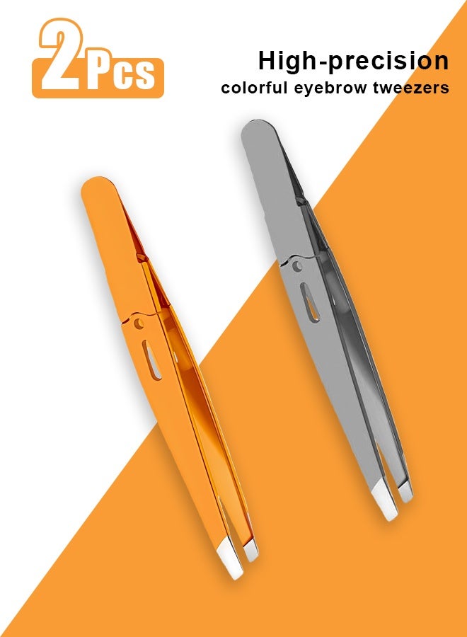 2 قطعة ملقط حواجب، ملقط إزالة الشعر المائل من الفولاذ المقاوم للصدأ، أداة العناية الشخصية للشعر والحواجب والمناطق الأخرى في الوجه - Image 1