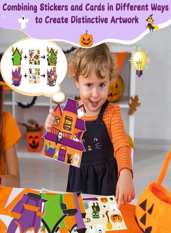 CY2SIDE Halloween Haunted House Scene Sticker - 12 Set Halloween Ghost Sticker Art Craft for Kids School Rewards, Make a Haunted House Scene Game for Classroom Activities, Trick or Treat Party Favors - Image 5