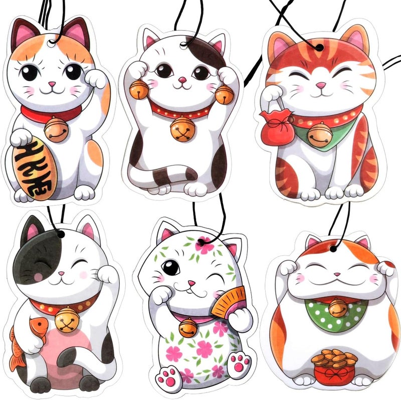 Thyonta 6 Pcs Cute Kawaii Car Air Fresheners - Adorable Cat Designs for Women - Image 1