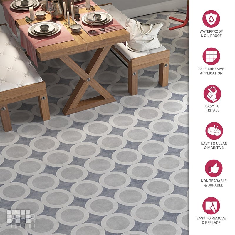 MOSAICOWALL Mosaicowall DIY Peel and Stick Floor Tiles Wall Tiles for Kitchen Living Dining Room Matte Flooring Tile FST0166 X 6 Inches Pack of 12  - Image 2