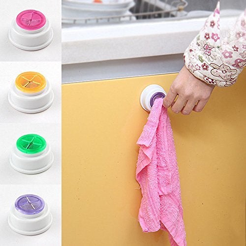 SpiderJuice SpiderJuice Cute Mini Circular Self Adhesive Rubber Pad Cloth Towel Handkerchief Holder Push in Clip Hanger Home Decor Pack of 2 Random Color - Image 5